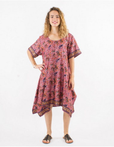 Robe de plage fluide large romantique à fleurs rose