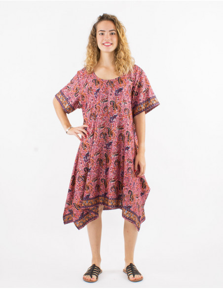 Romantic pink floral wide flowing beach dress