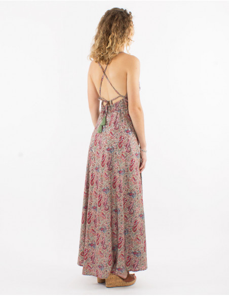 Chic women's halter dress with mint green paisley