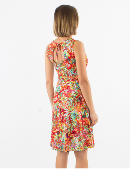 Robe courte cintrée évasée pour l'été confortable à motif bohème rouge