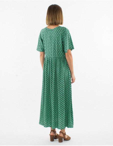 Oversized original geometric green midi dress for spring 2023
