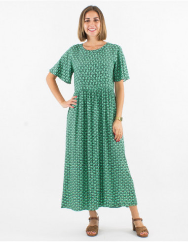 Robe longue large graphisme bohème