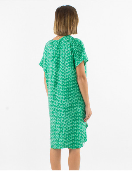 Robe mi longue oversize pour femme à imprimé original géométrique vert menthe