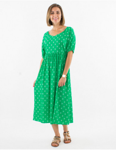 Robe mi mollet femme chic pour l'été à motifs dorés boho