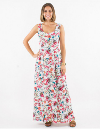 Robe longue blanc printemps 2023 chic pour femme avec petites fleurs boho