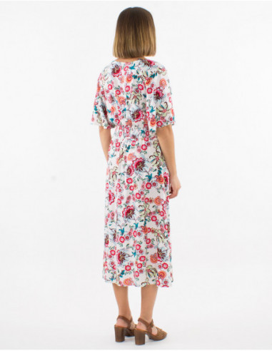 Bohemian chic midi dress with small white flowers