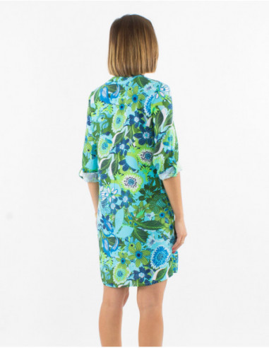 Robe fluide a boutons imprime baba cool fleuri