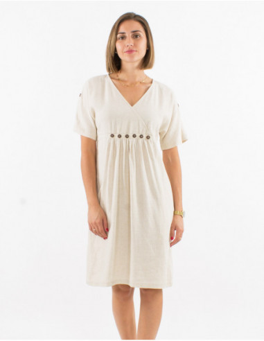 Chic short dress for summer plain  with short sleeves