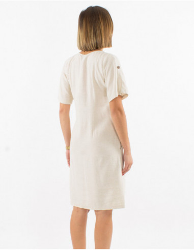 Chic short dress for summer plain white with short sleeves