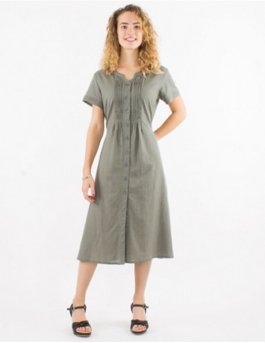 Robe midi cintrée chic pour femme avec fronces sur la poitrine unie basique