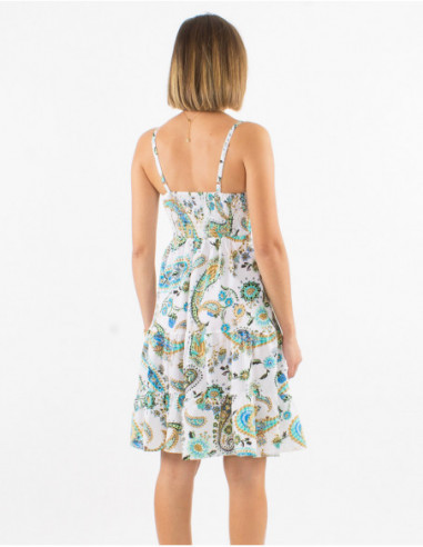Robe courte romantique d'été pour femme à motifs cachemire vert menthe