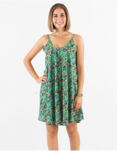 Robe d'été évasée boho motif cachemire