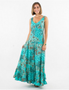 Original spanish summer long dress in gold paisley
