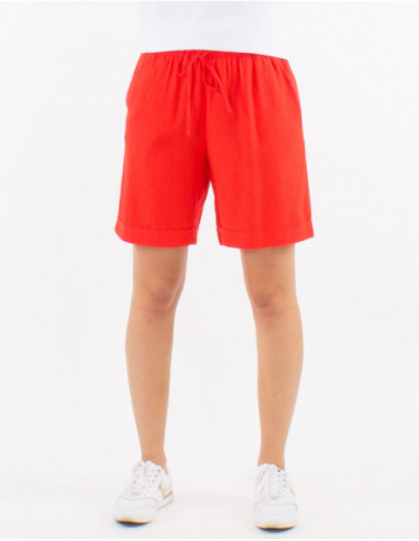 Women's basic cotton shorts plain red for summer 2023
