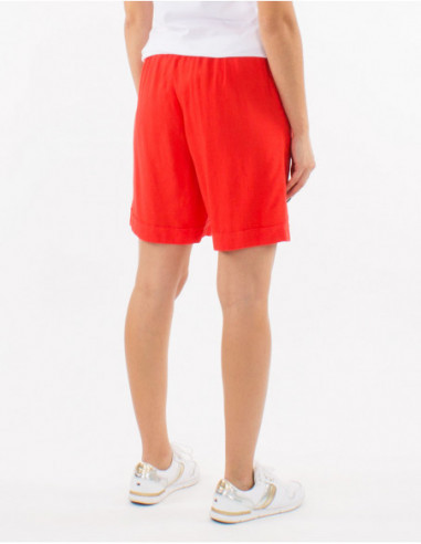 Short court basique confortable en coton pour femme uni rouge