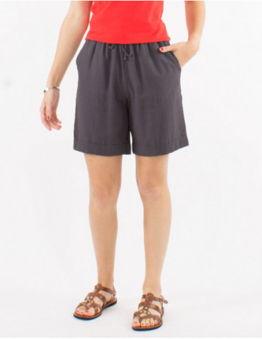 Women's basic cotton shorts plain gray for summer 2023