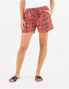 Short court fin pour femme avec poches motif bohème chic floral