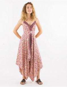 Summer jumpsuit fluid asymmetrical boho chic small flowers 2
