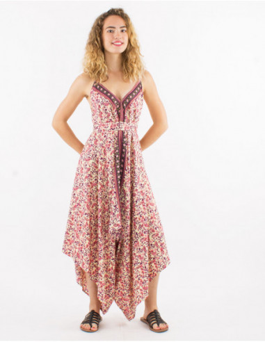 Summer jumpsuit fluid asymmetrical boho chic small flowers