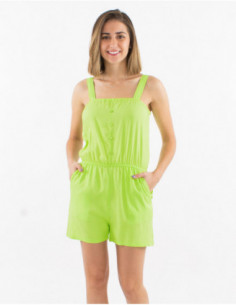 Combi short basique pour femme légère avec boutons sur la poitrine 2