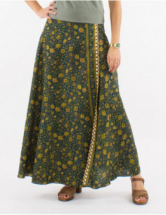 Long boho skirt with small flowers for summer