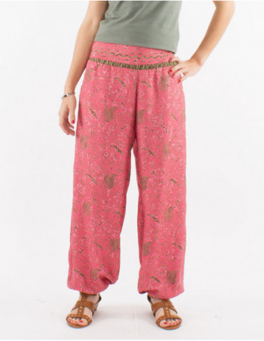 Women's comfortable loose-fitting pants with pink baba cool pattern