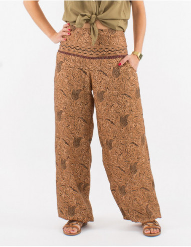 Pantalon Aladin large motifs baba cool taupe