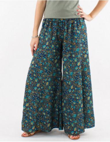 Robe de plage asymétrique originale en coton bleu