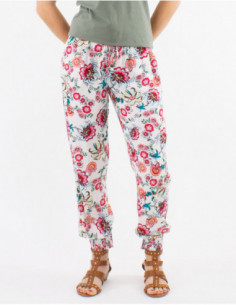 Pantalon confortable pour femme à motif grosses fleurs boho chic 2