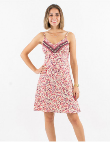 Robe courte féminine estivale à motif fleuri pastel