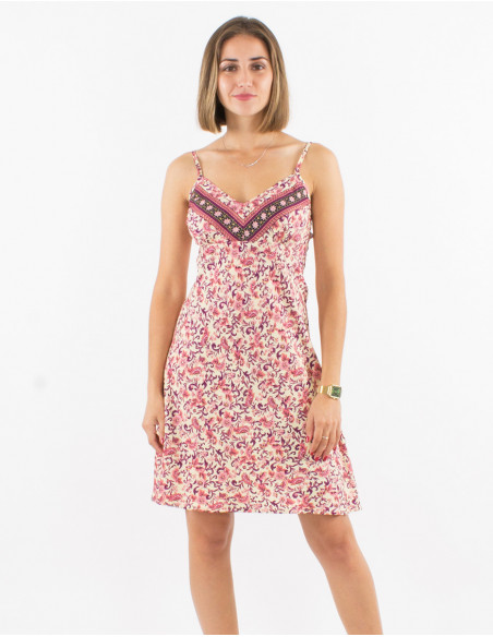 Short feminine summer dress with pastel floral pattern