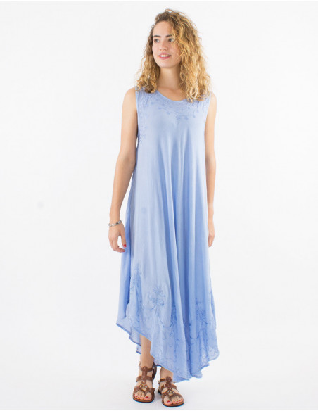 Solid cotton sleeveless summer maxi dress with baba cool stitching