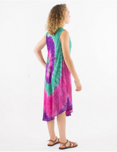 Short light summer dress for women with spiral print baba cool pink