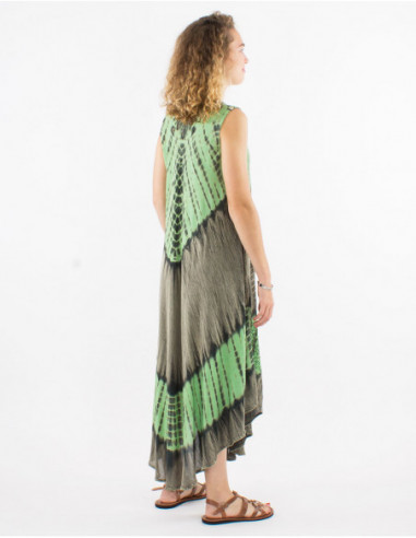 Original baba cool long dress for summer Tie and Dye pattern mint green