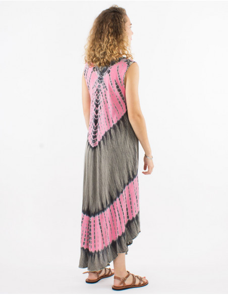 Original baba cool long dress for summer Tie and Dye pattern pink