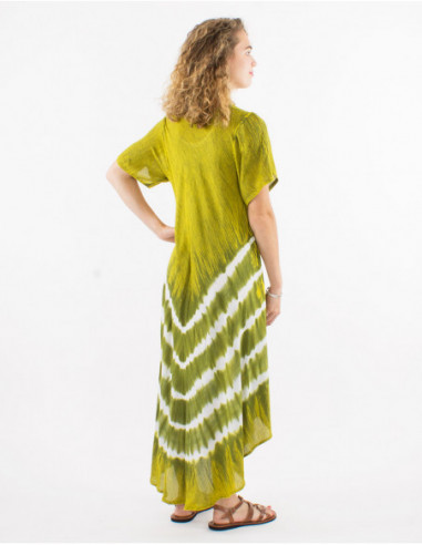 Original baba cool long dress for summer Tie and Dye pattern anise green