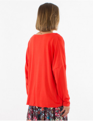 Gilet fin femme pour l'été basique chic uni orange corail