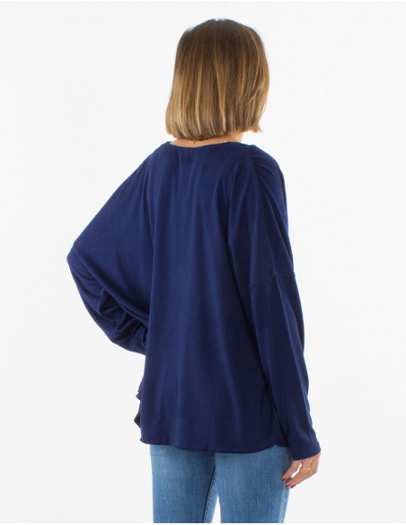 Gilet fin femme pour l'été basique chic uni bleu marine