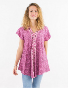 Fluid and comfortable short sleeve tunic with flowers 2