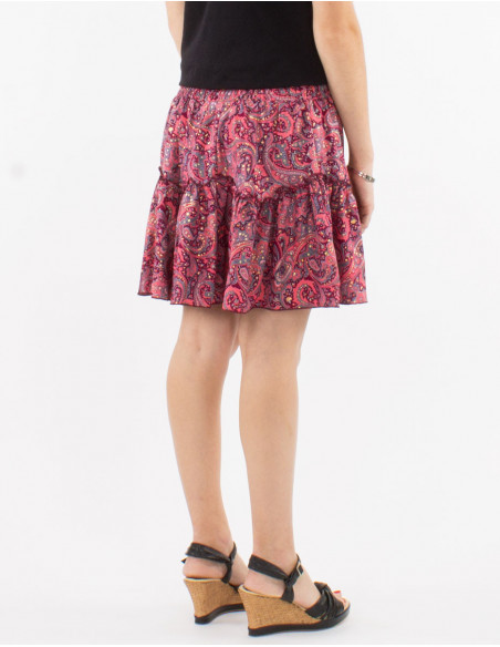Small short skirt for summer with ruffles bohemian chic pink cashmere