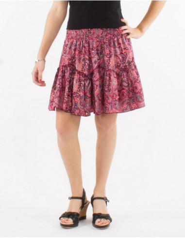 Lightweight short skirt for women with silver cashmere chic pink