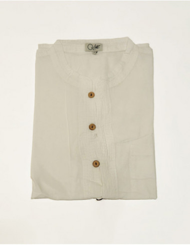 Men's basic white shirt with metal buttons