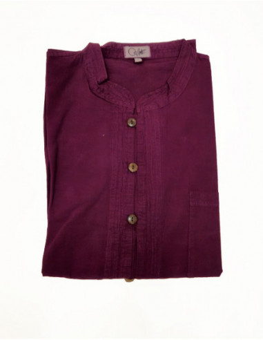 Classic men's summer short sleeve shirt in burgundy red