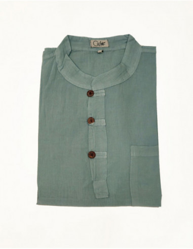 Chemise à manches courtes droite simple unie en coton rouge bordeaux