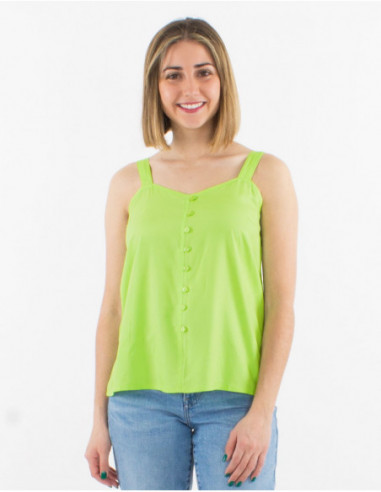 Blouse légère pour l'été fluide et confortable unie basique vert anis