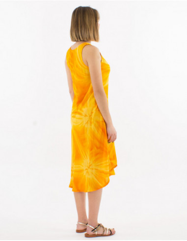 Robe courte été colorée originale motif multicolore orange