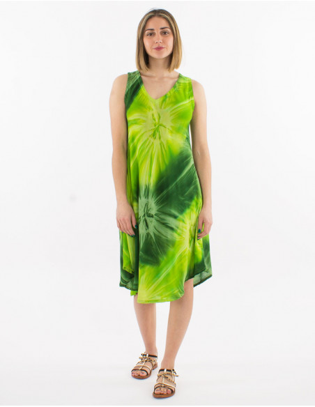 Robe de plage asymétrique originale en coton vert