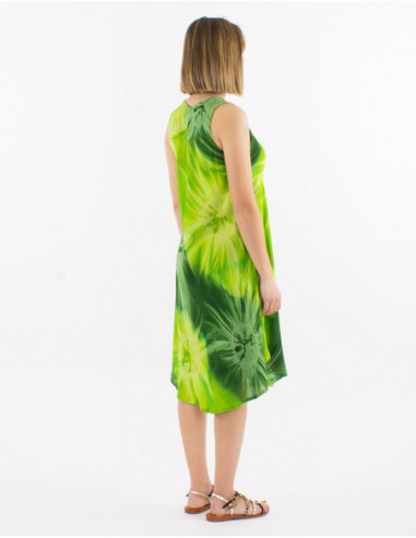 Robe courte été colorée originale motif multicolore vert