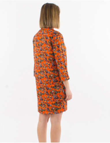 Robe courte à boutons motifs cachemire