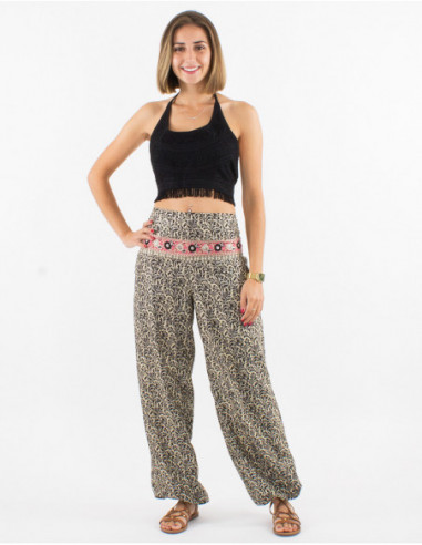 Summer look with boho chic halter crop top with fringe and embroidery black